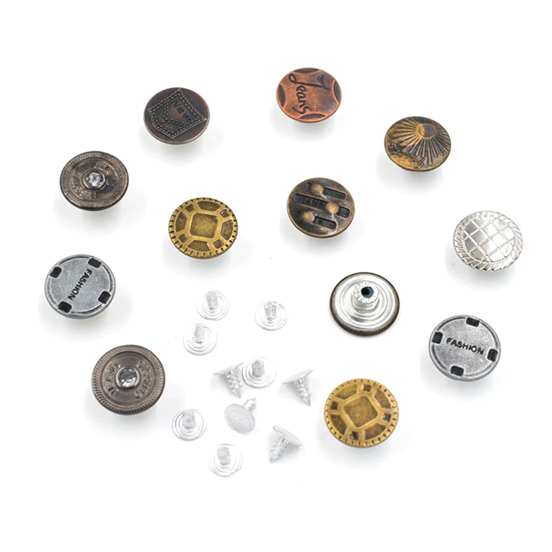 

50 Sets Jeans Rivet Metal Buckle 17 MM Buttons Clothing Accessories Mixed Styles Colors