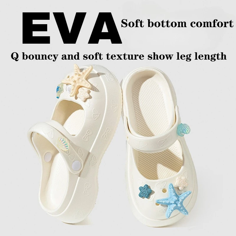 

Mary Jane shoes sandals women hole shoes women outer wear one-word drag beach shoes home cool slippers women shoes bag head drag
