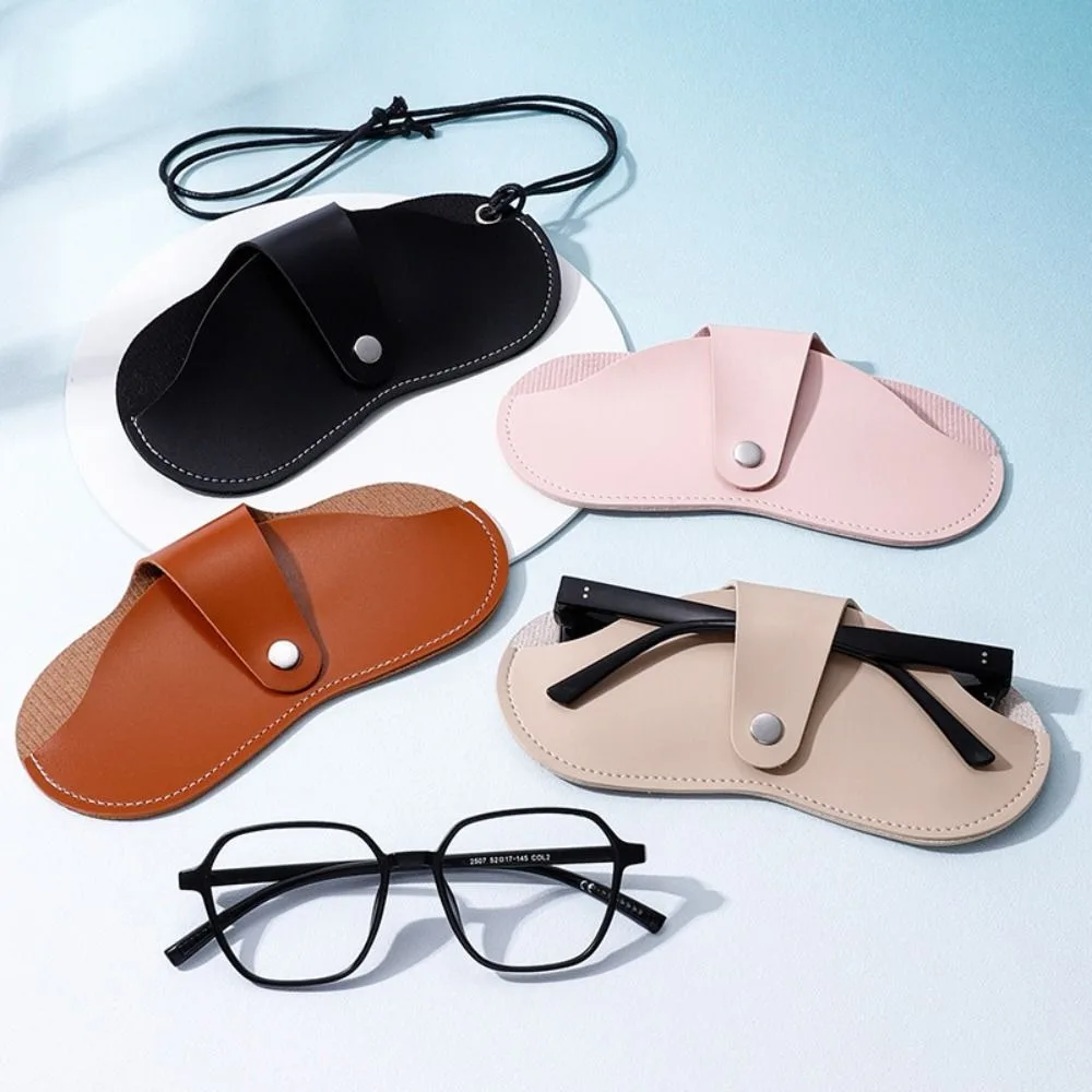 Pu Leather Glasses Storage Bag Halter Solid Color Sunglasses Storage Clip Multi-Function Glasses Bag Eyeglasses Case Travel