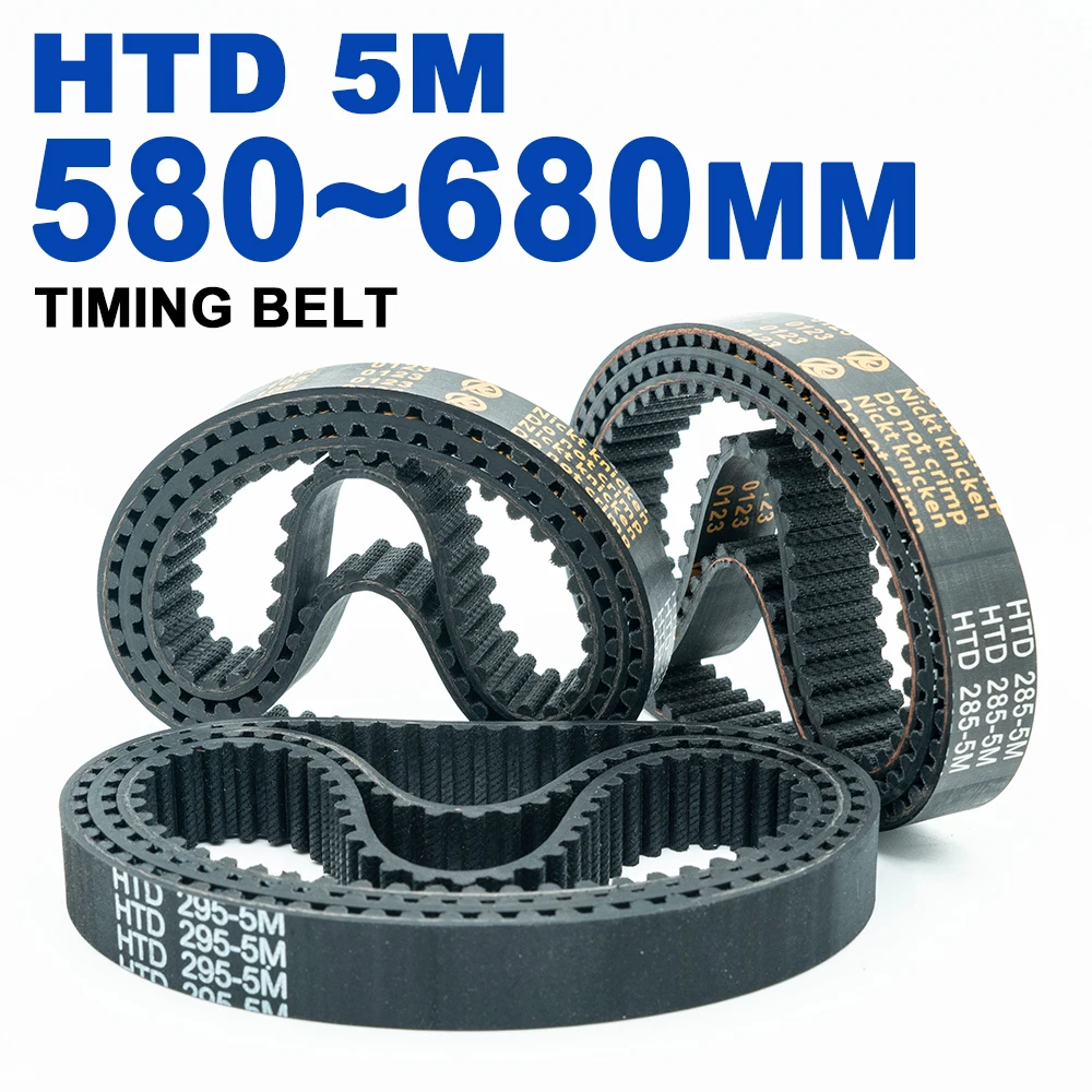 HTD 5M Timing belt Lp=580 585 590 595 600 605 610 615 620 625 630 635 640 645 650 655 660 665 670 675 Width 10-30mm HTD5M Rubber