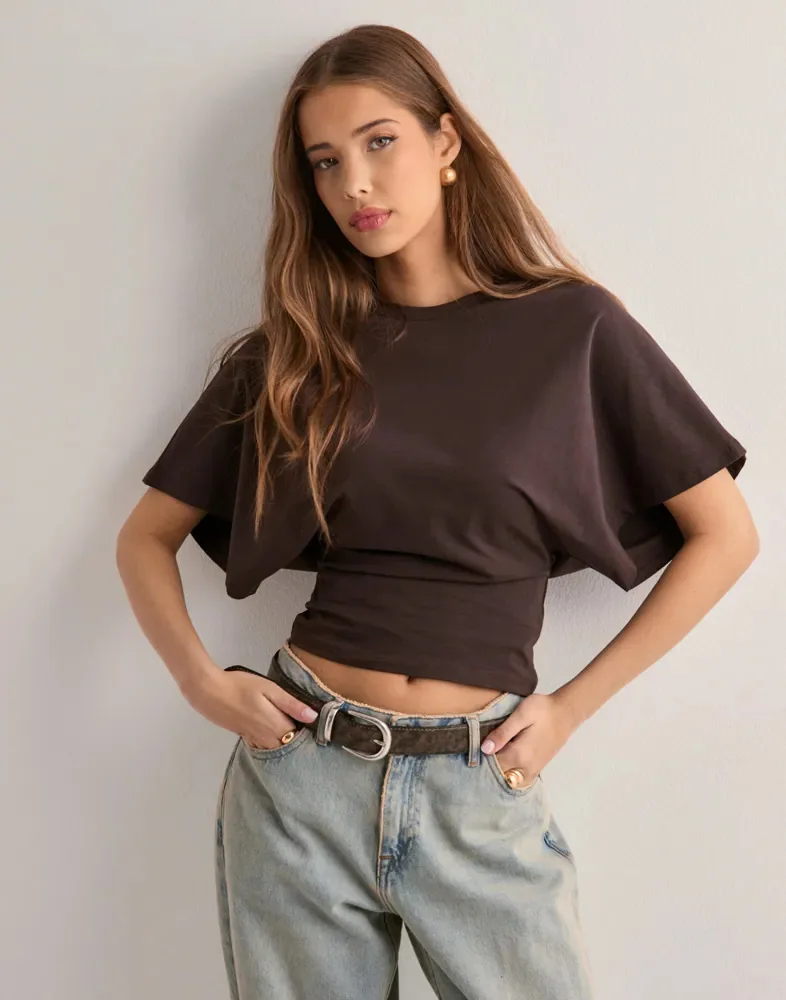 Spring Summer New Crop Tops Fashion Women Half Sleeve O-Neck Oversized Solid Y2K Tank Top Casual Sweet Vintage Pleated Chic Tees image 6