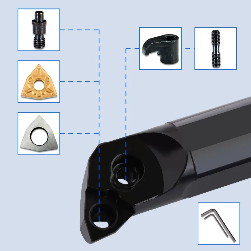 Portaherramientas de agujero interno CNC aplicable a inserto de carburo, herramienta de corte de torno CNC, S16Q, S18Q, S20R, S25S, S32T, MWLNR08