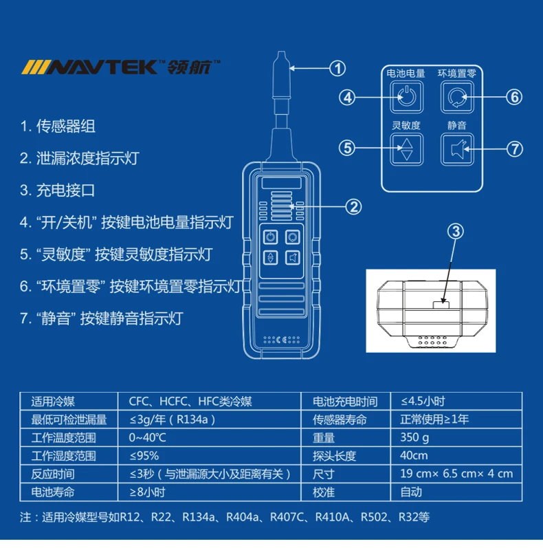 

VML-1 Electronic Leak Detector R410 R22 R32 Refrigerant Detection Halogen Automobile Air Conditioner Halogen Detector