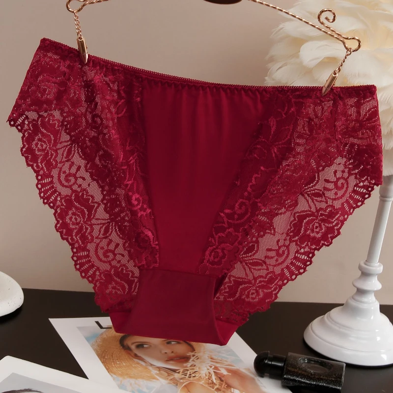 New Breathable Lace Pants Women Pure Cotton Plus-size Briefs Cutout Lace Underwear Mid-waist Girl Shorts Comfortable Panties