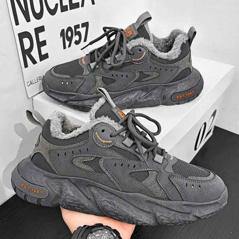 أحذية فور سيزونز الرجالية أحذية رياضية قابلة للتنفس أحذية كاجوال مسطحة أحذية الجري المضادة للانزلاق في الهواء الطلق أحذية رجالية أحذية قطنية دافئة #2