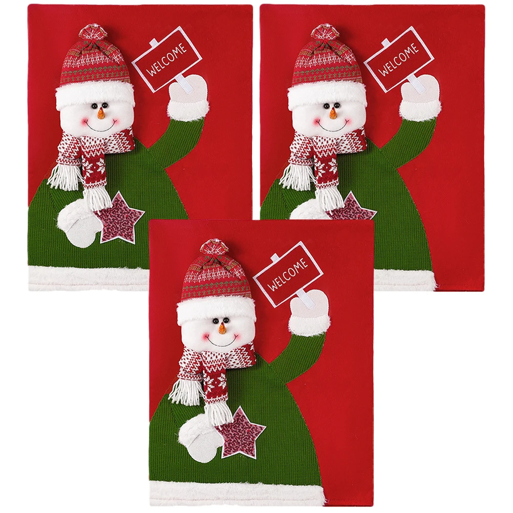 

1pcs Christmas Covers Snowman Back Holiday Party Decorations Dining Room Kitchen Reusable Cloth Chair Sofa Cover Xmas