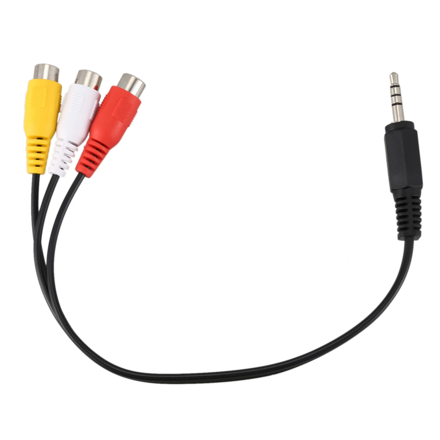 Kabel audio-wideo AV ABME 3,5 mm męski na 3 żeńskie gniazda, 22 cm