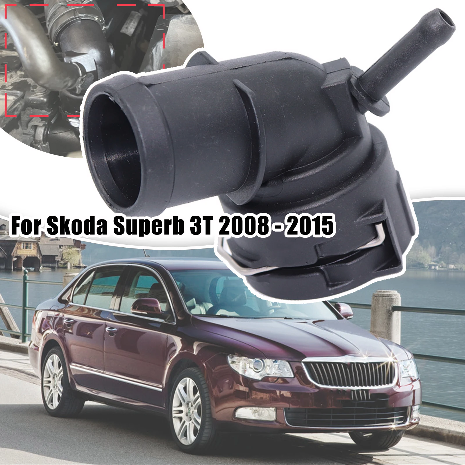 

For Skoda Superb 2008-2015Car Radiator Coolant Hose Flange Quick Acting Coupling Adapter Pipe Connector Seal Petrol 1K0122291BE