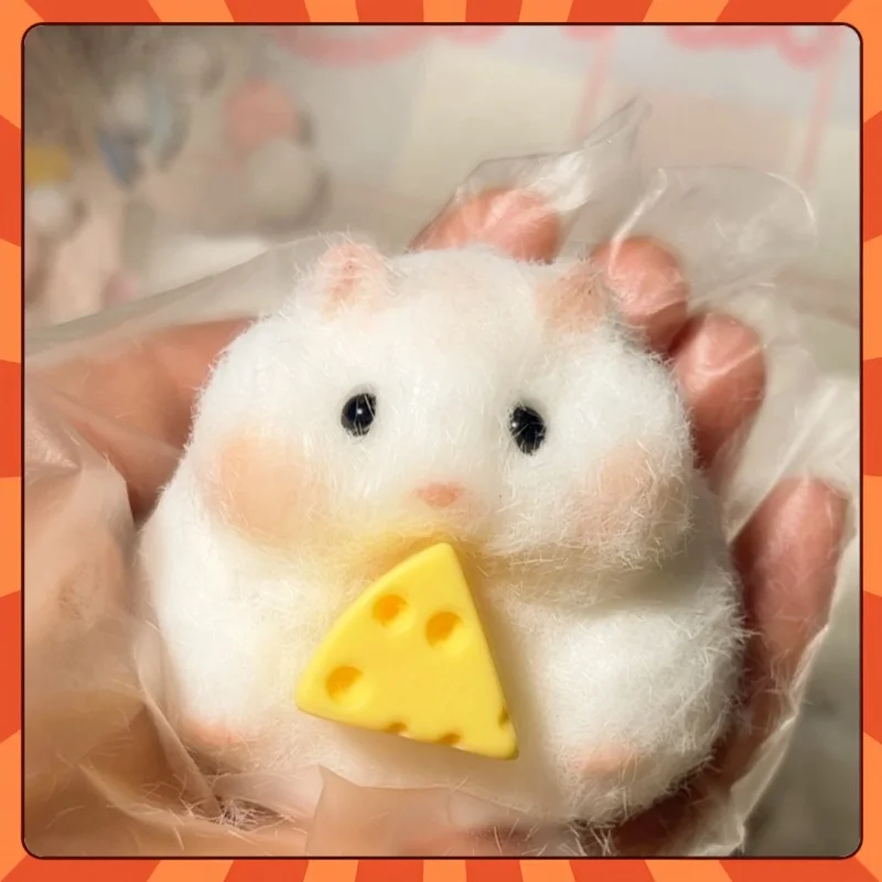 Taba Squishy Mochi Toy, Jouet en silicone, Fuzzy Cute Hamster, Poupées relaxantes faites à la main, Relaxation de la main, Relaxation de la main, Relaxation lente