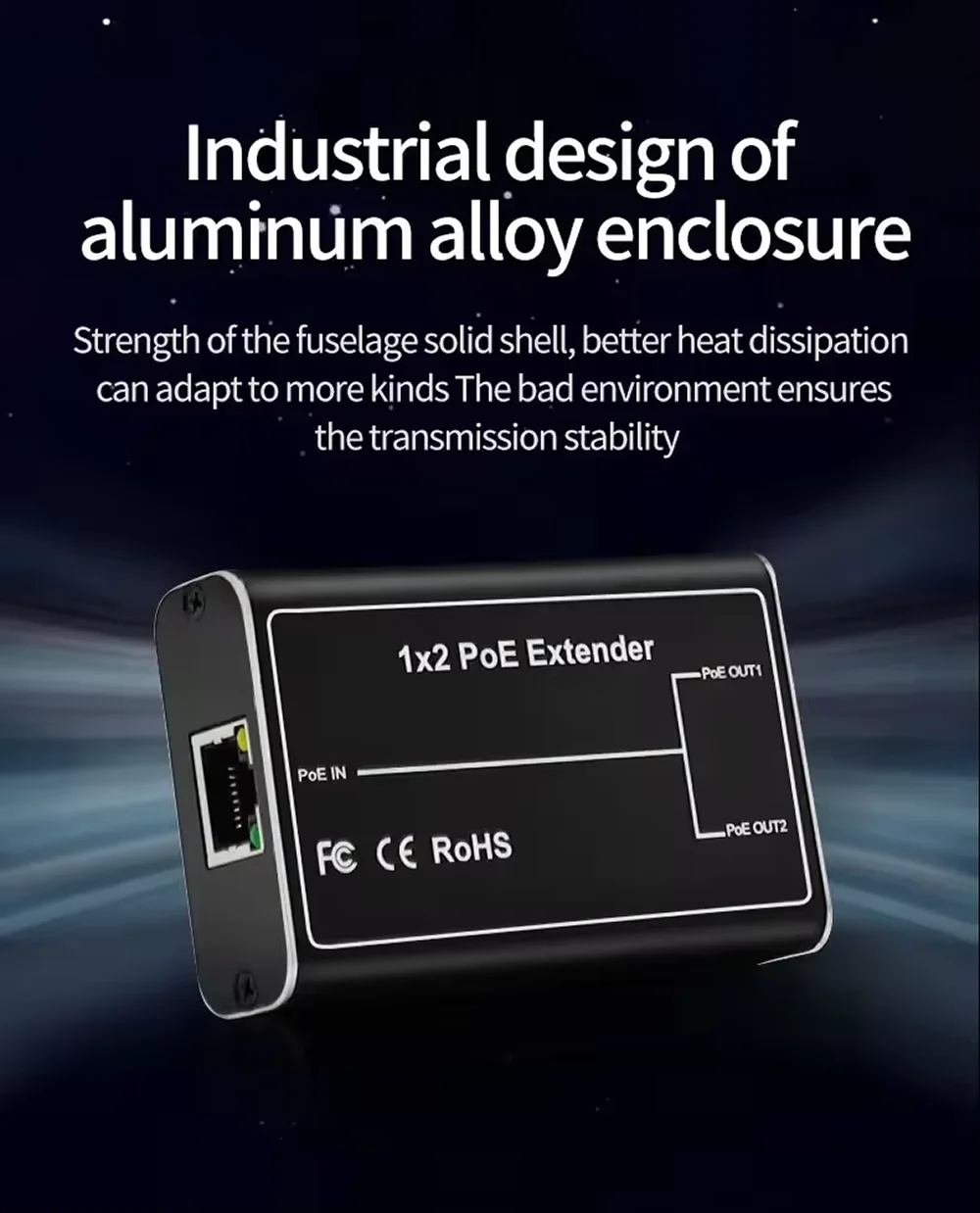 Imagem -04 - Repetidor de Comutadores de Rede Poe com Portas Extensor Poe Plug And Play para Câmera ip Nvr 100m Ieee802.3af a 30w Caixa de Liga de Alumínio