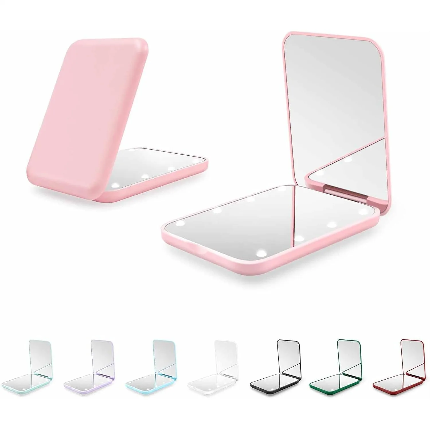 

Compact Mirror With LED Lights 1X 3X Magnification Pocket Mirror For Purse Travel And Gift Pink