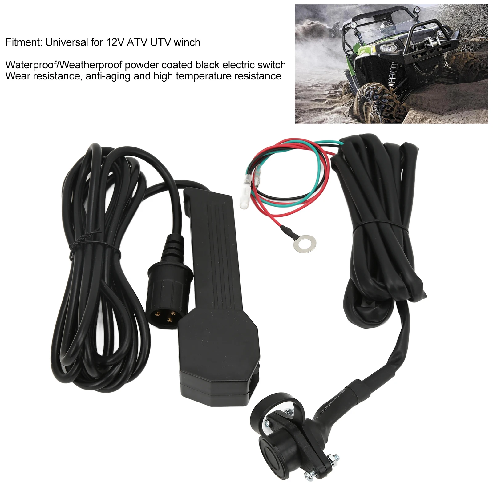 12V Hand‑Held Winch Remote Controller with 9ft Cable Electric Manual Waterproof for ATV UTV  Winch Remote Control