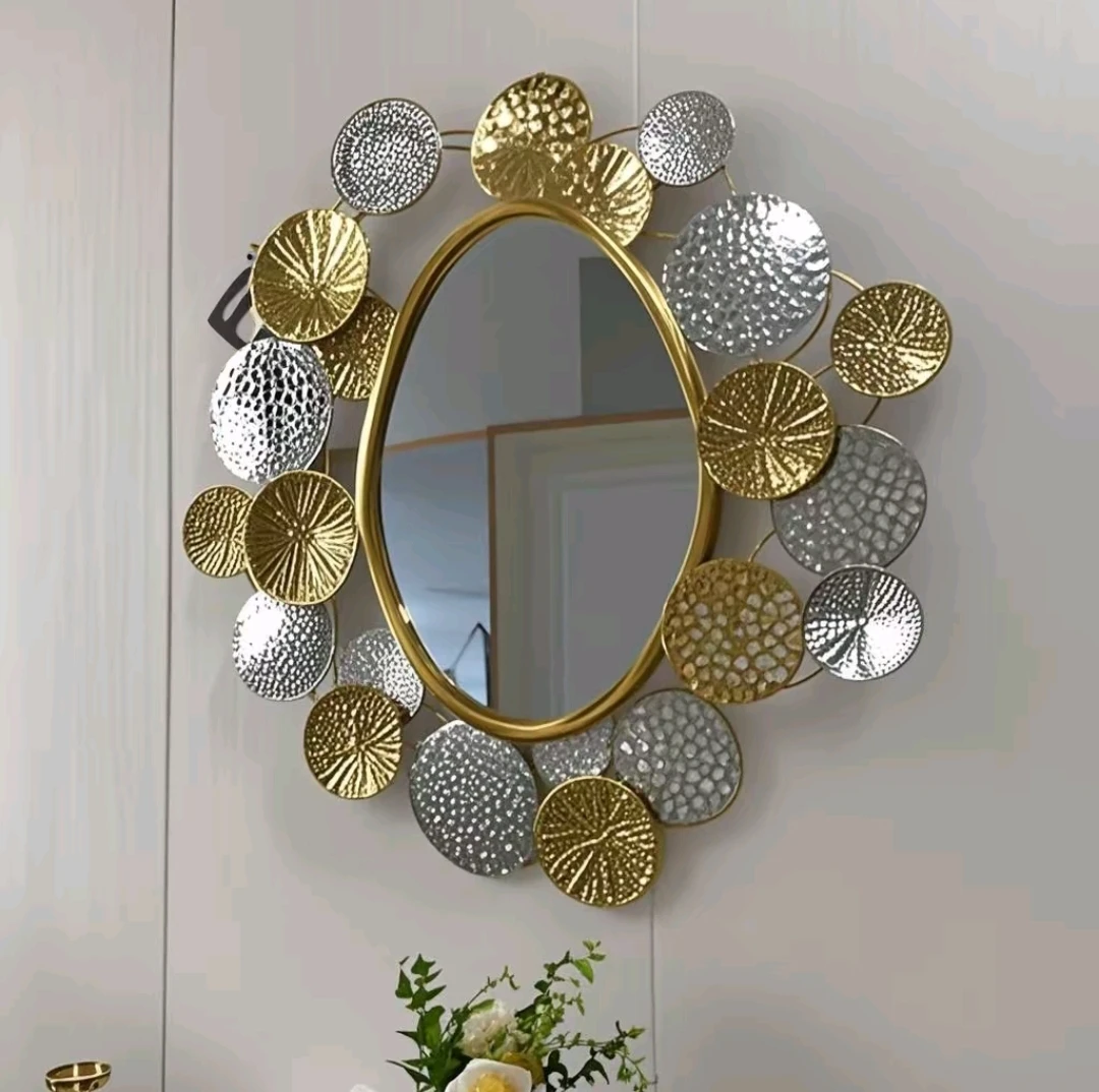 105X85CM Factory European Living Room Lotus Leaf Metal Frame Wall Hanging Mirror Porch Sofa Wall Hanging Decor Dropshipping DDP