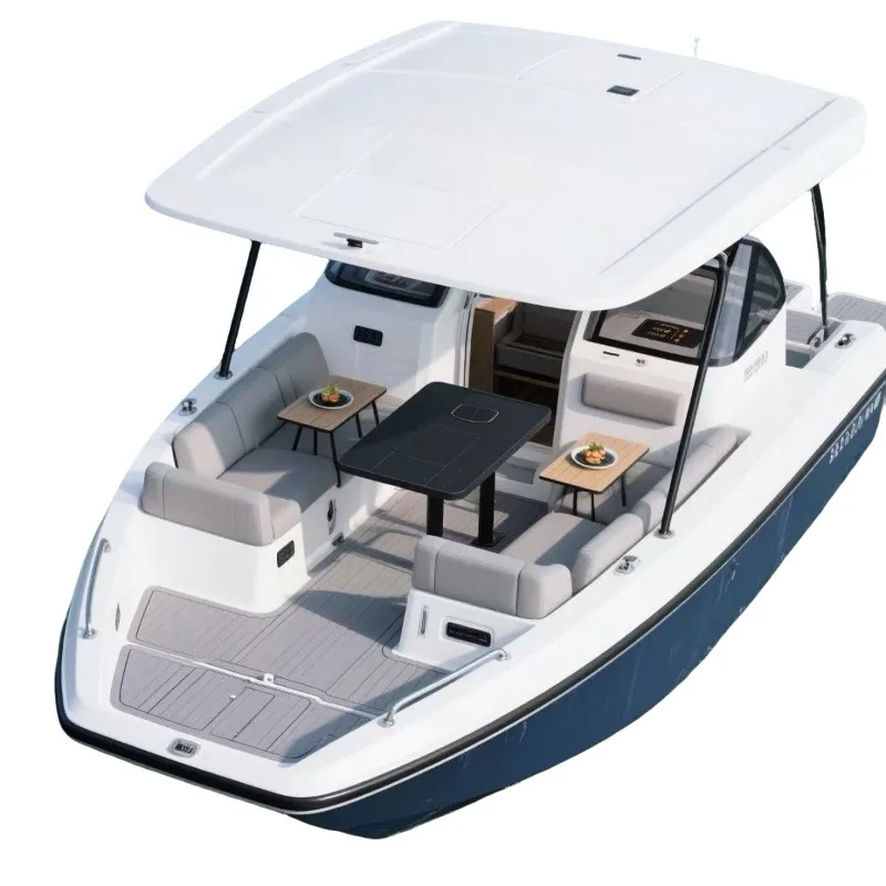 Water leisure catering boat, reception boat with awning pleasure boat c