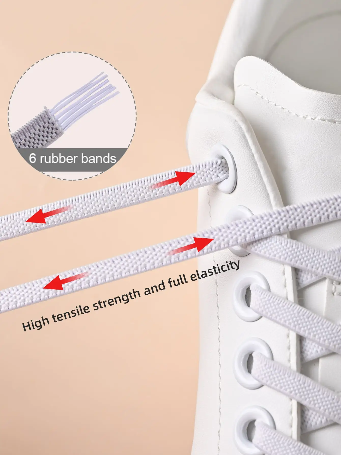 1 Paar elastische Schnürsenkel-Set mit 2-teiligen elastischen Schnürsenkeln und 4 Metallschnallen ohne Krawatte für Sport- und Freizeitschuhe – Detail 3