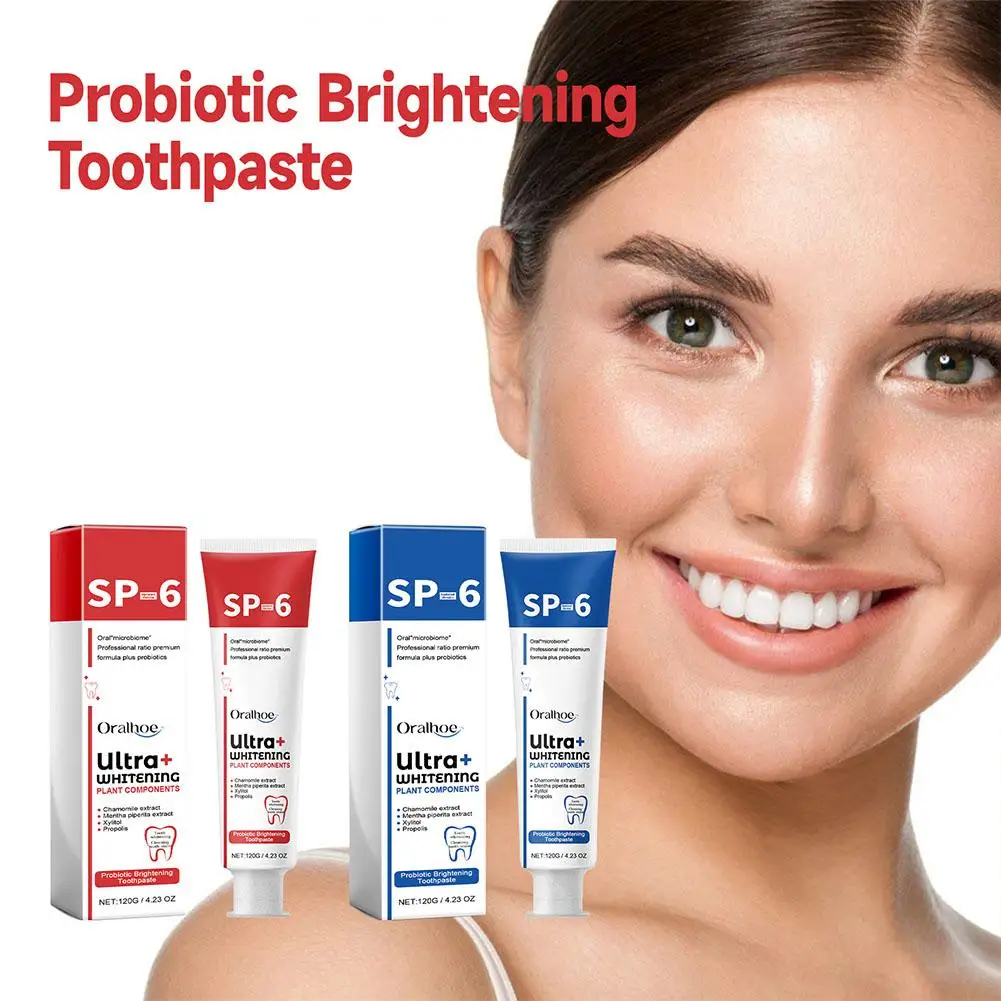 Creme dental clareador probiótico, Creme dental branqueador, Respiração confiança fresco e obter mau sorriso, T4C6, SP-6