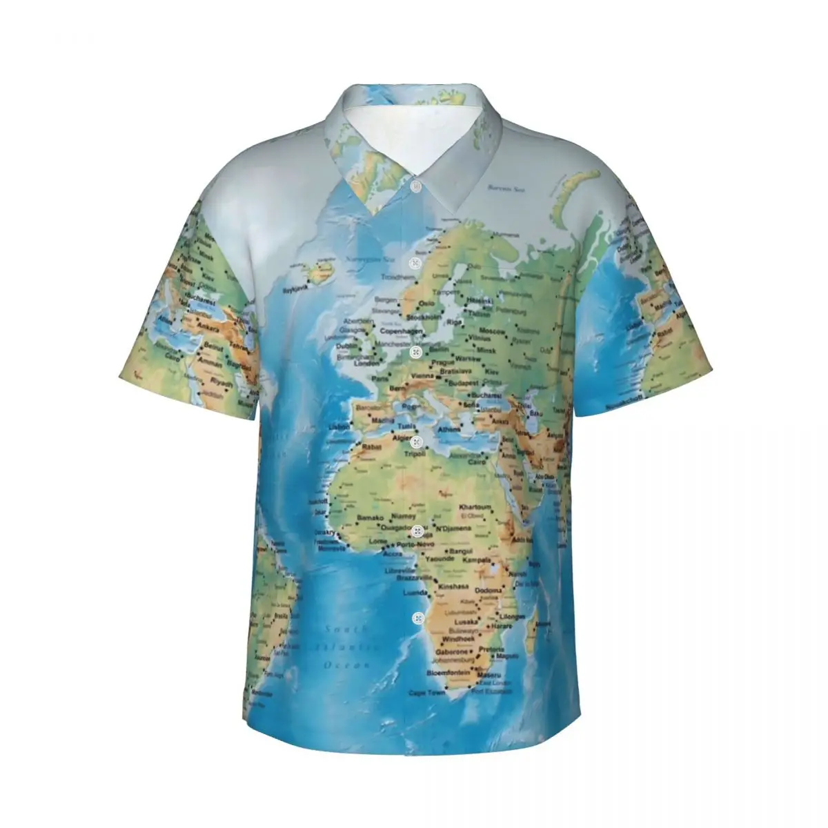 

World Map Vacation Shirt Country Map Art Summer Casual Shirts Man Loose Blouses Short-Sleeve Y2K Street Graphic Clothing