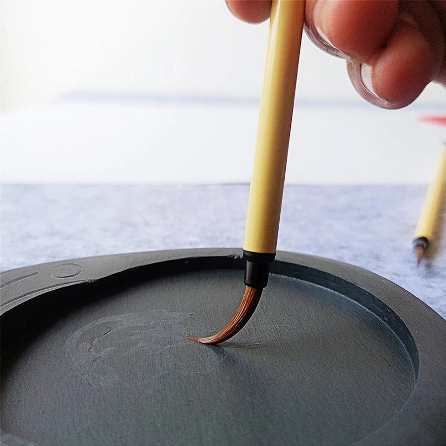 Wolf Hair Brush Set with Slim Gold Script Calligraphy Fine Point Pen Small Regular Script Writing Kit for Beginners