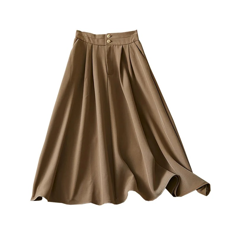 

Офисная повседневная юбка миди 2026, женская расклешенная юбка А-силуэта с высокой талией, элегантная однотонная утягивающая весенняя юбка