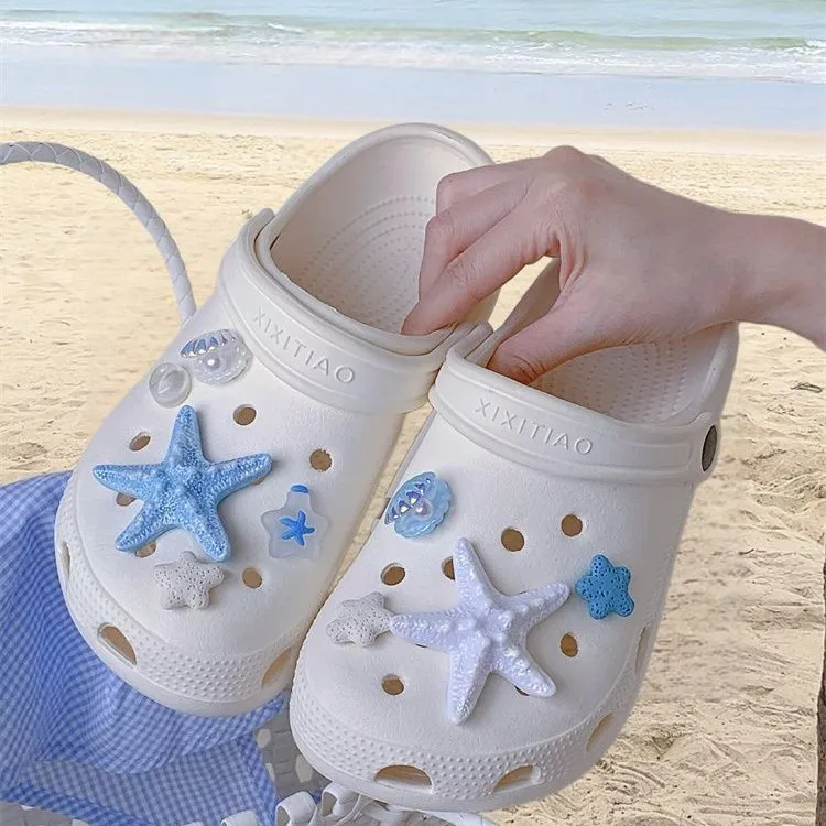

Ocean Heart Cave Shoes Accessories with Pearl Shell, Volcanic Stone, Starfish DIY Accessories Detachable Shoe Accessories