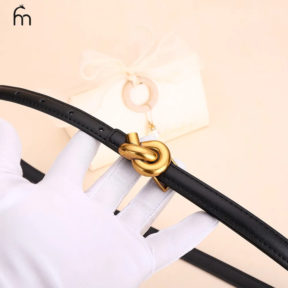 Echtleder-Knotengürtel für Damen, modischer Gürtel mit Schnalle, Kleider- und Jeansgürtel – Detail 2