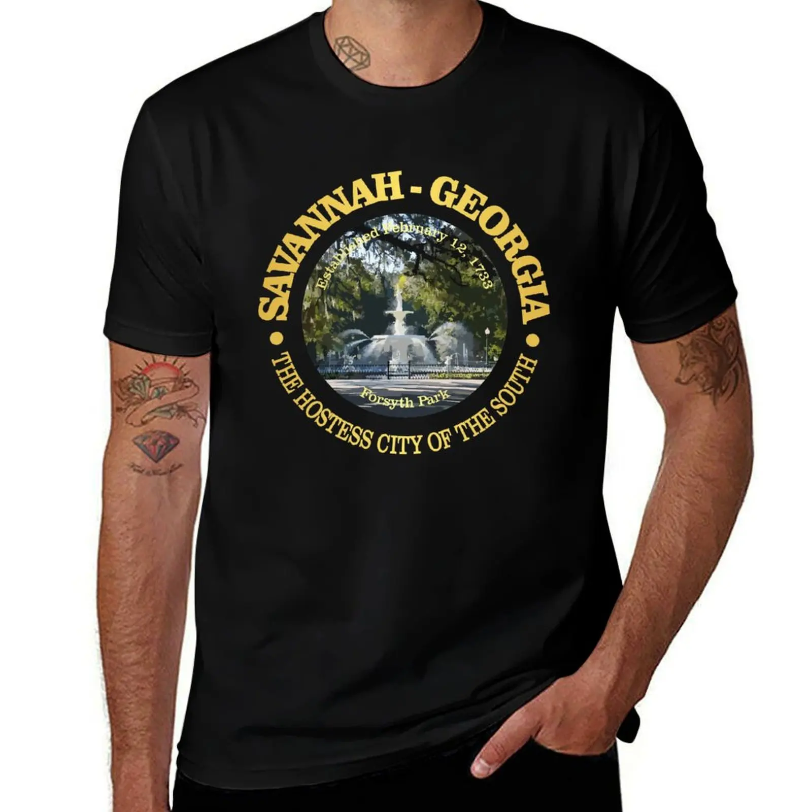 Savannah, Georgia (B) T-Shirt Holiday Casual Short Sleeve Top T-Shirt