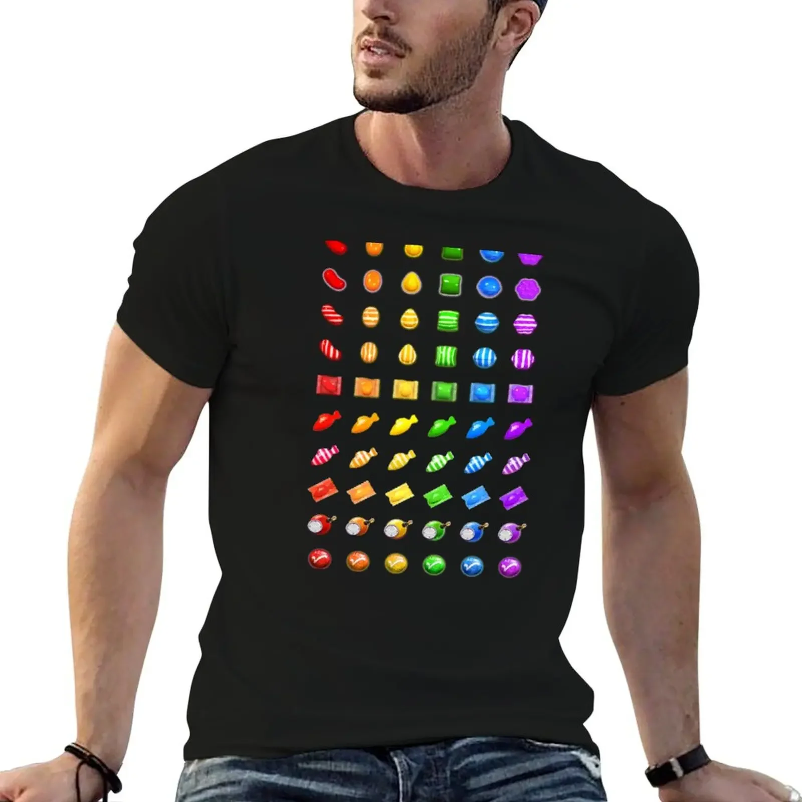 Candy Crush Booster Rainbow T-Shirt cotton graphic tees Aesthetic clothing anime clothes animal prinfor boys men workout shirt