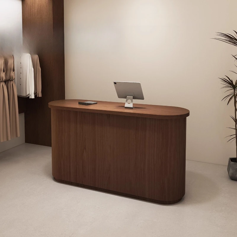 Industrial Curved Reception Desks Wood Restaurant Minimalist Bar Company Reception Desks Shop Salon Mostrador Trendy Furniture