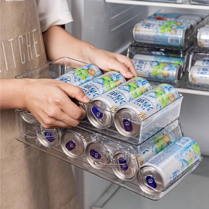 

Modern double-layer rolling foldable beverage storage box PP cross-border refrigerator kitchen food and beverage plastic