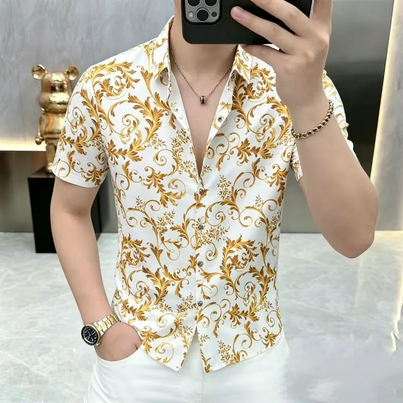 Brand Luxury Printed Men's Shirt Summer Short Sleeved Casual Shirts Comfortable Versatile Social Streetwear Beach Hawaiian Shirt