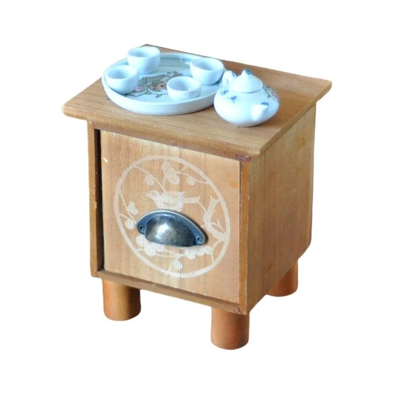 Y4QA Newborn Photography Props Flexible Mini Cabinet Tea-things Set Baby Photo Props