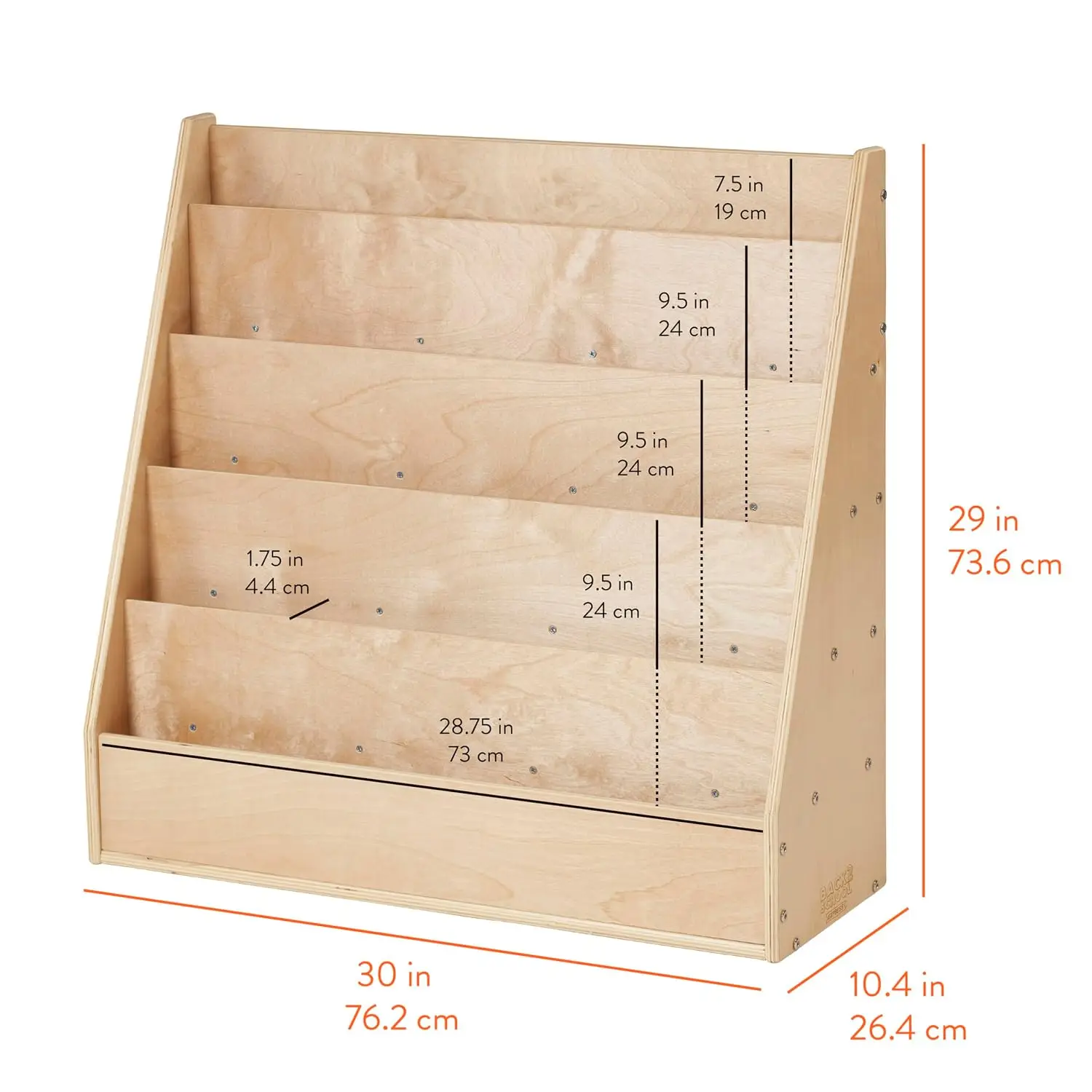 Double-Sided Book Display 5 Shelves & 4 Storage, Birch Wood, Classroom Library Home, Customized