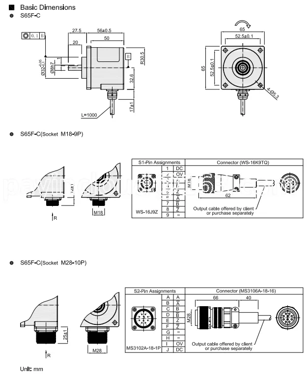 HENGXIANG-S65F 8MM Solid Shaft Incremental Rotary Encoder 9-23040P/R