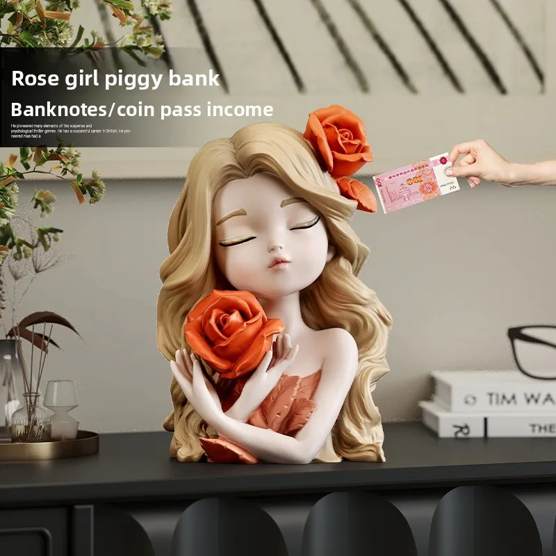 

Cute Girl Piggy Bank Ornaments Can Only Come in And Out Light Luxury Decorations Birthday Gifts for Girl Girlfriends Tirelire