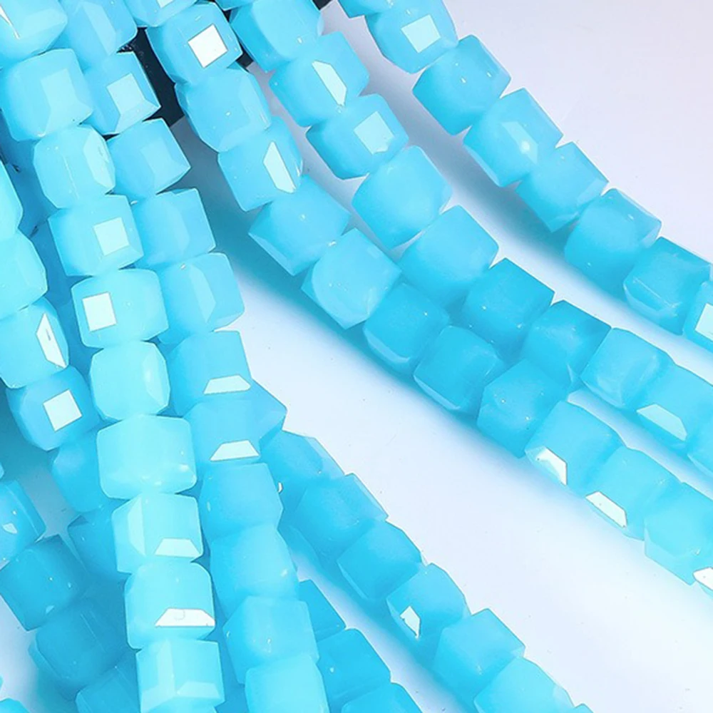 

4mm 6mm 8mm Cube Square Faceted Crystal Style Glass Loose Beads Lot for Jewelry Making DIY Bead Strands for Necklace 26DSFT8