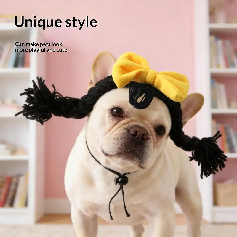 Pet Wig Braid Cute Creative Funny Pet Head Cover Funny Dress