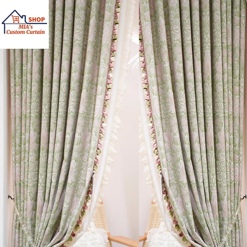 Niche Elegant Gentle Curtains for Living Room Bedroom Pink Vine Yarn Dyed Jacquard High End Blackout New French Style for Home
