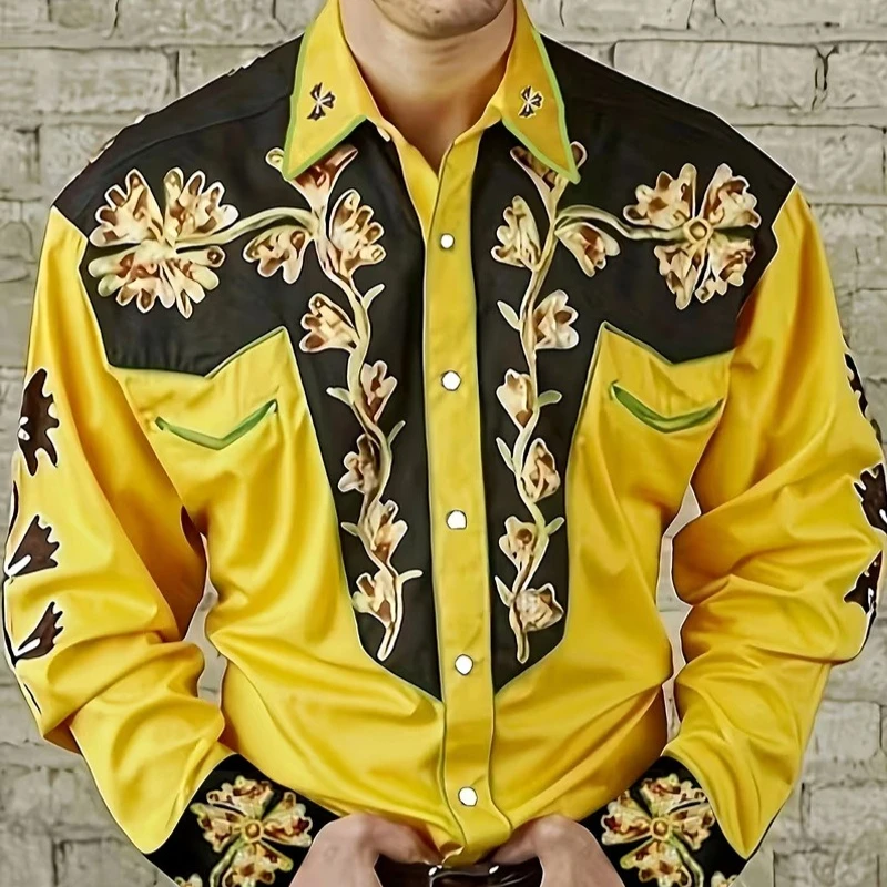 

Men's European and American new jacquard British loose casual lapel long-sleeved shirts have a variety of colors British style