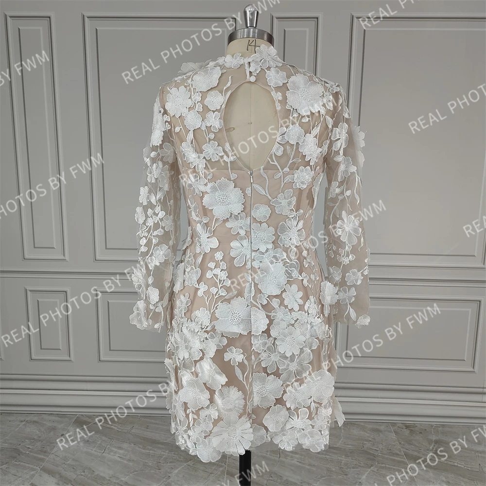 10699 #   100% customzied moderno bordado flor renda bainha mini vestido de festa de casamento vestido de baile de noite para mulher فساتmavera