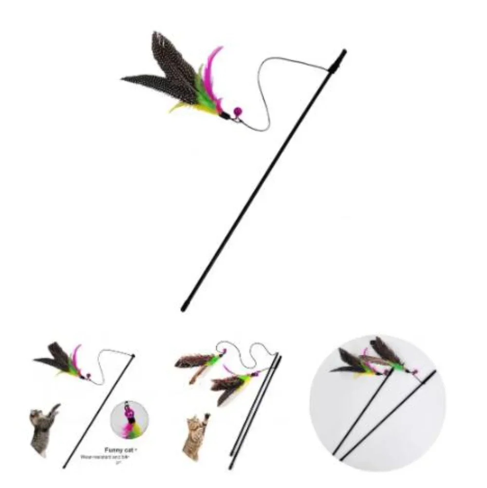 Cats Toys Feathers Wand Interactive Toy Kitten Toy Rod with Bell Feather Replacements Cat Accesorios Gatos mascotas 고양이 장난감