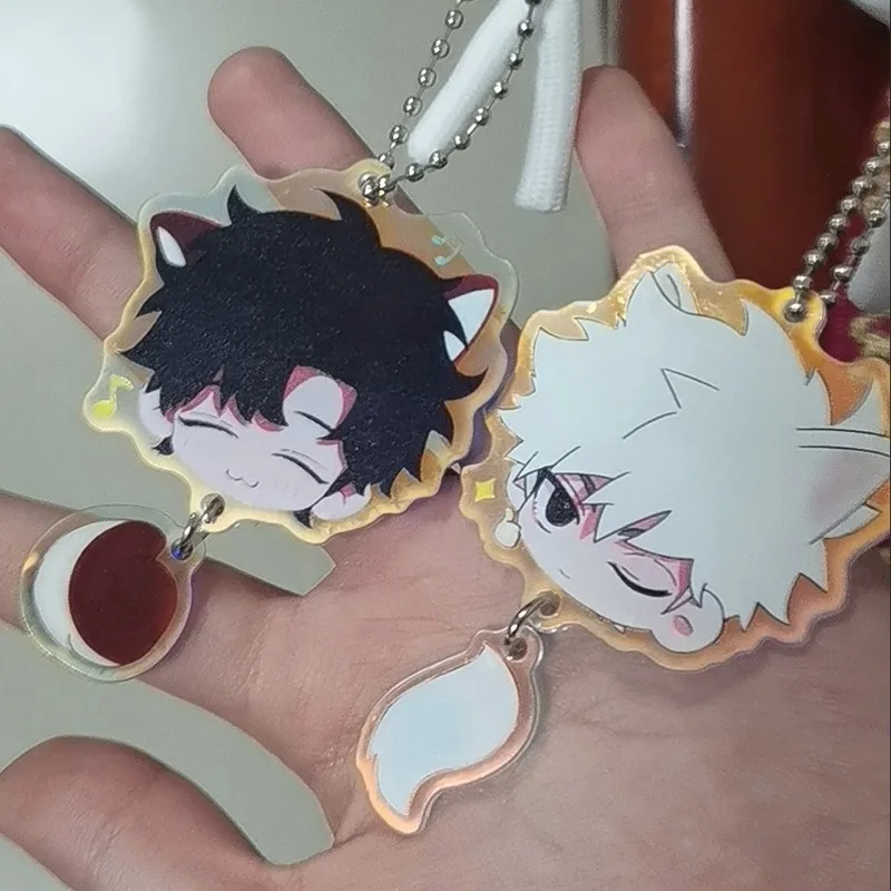 2 unids/lote Anime Link Click llavero Cosplay versión Q bolso colgante llaveros acrílicos Lucas Charles Cheng Xiaoshi LU Guang llavero