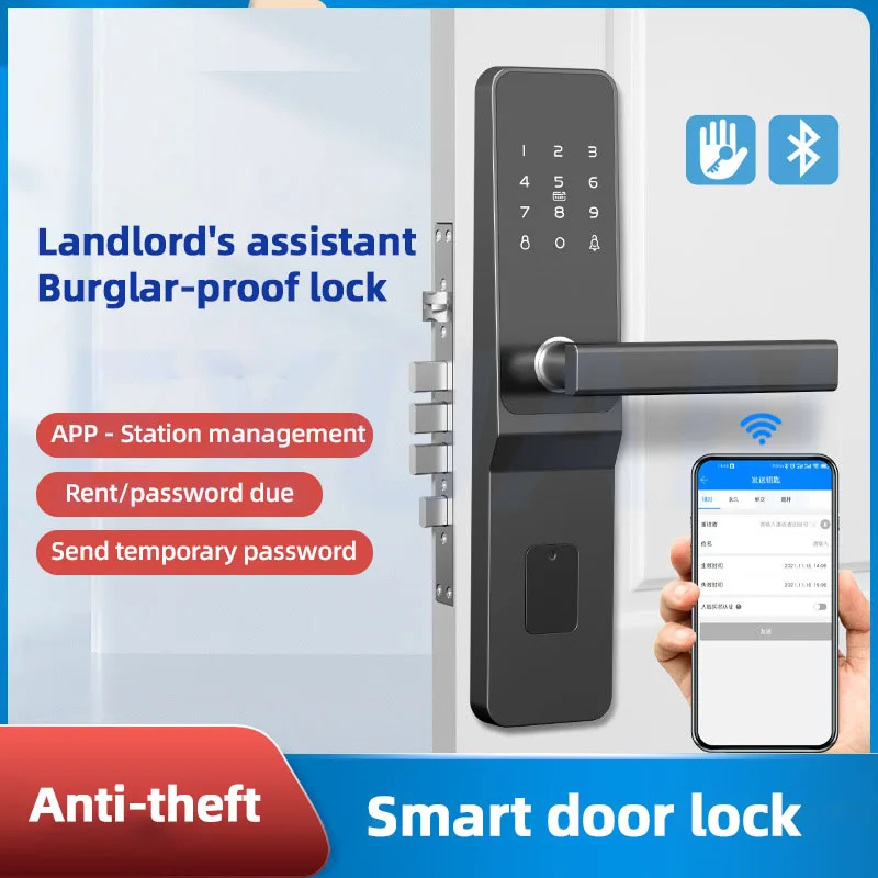 APP Biometric Fingerprint Smart Door Lock Password IC Card Keyless Remote Unlocking Dead Bolt Electronic Locks for Rental Houses