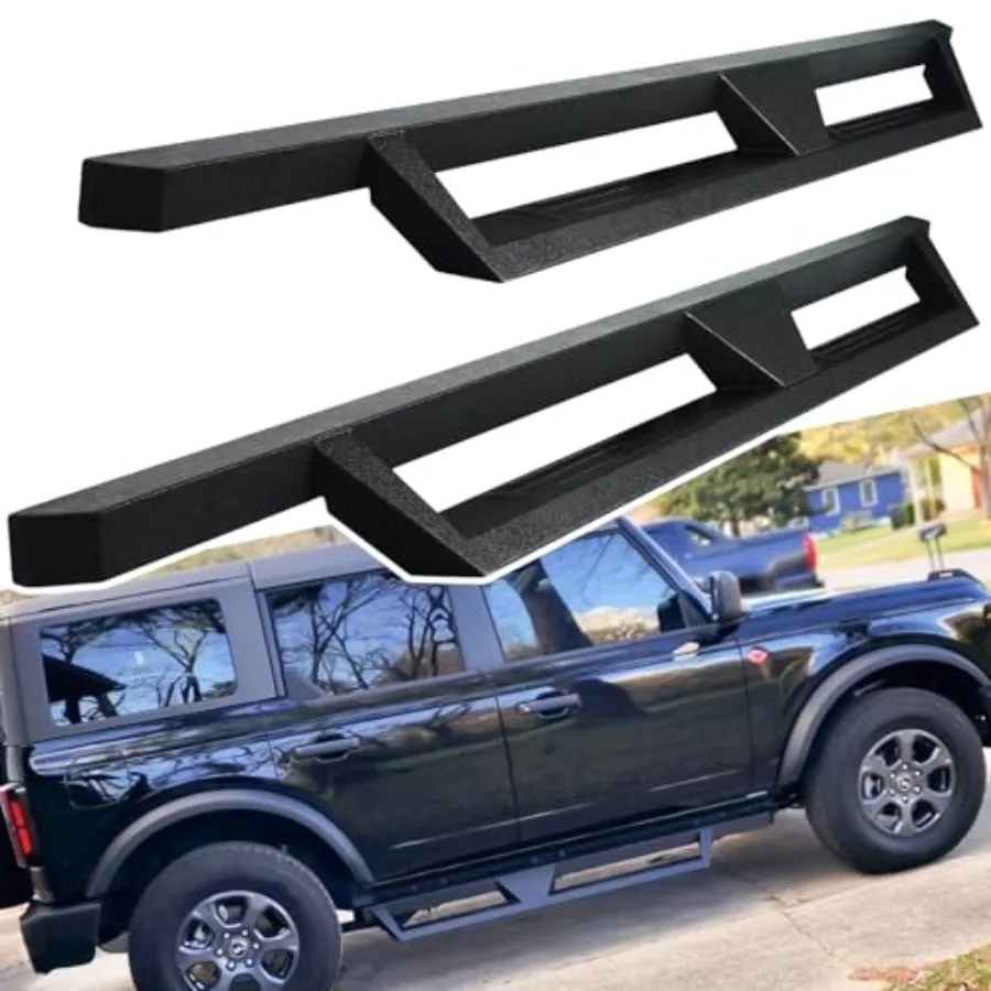 

Running Boards Drop Steps for 2021-2024 Ford Bronco 4 Door, Textured Black Steel Side Step Rail Nerf Bars with Enhanced Ground