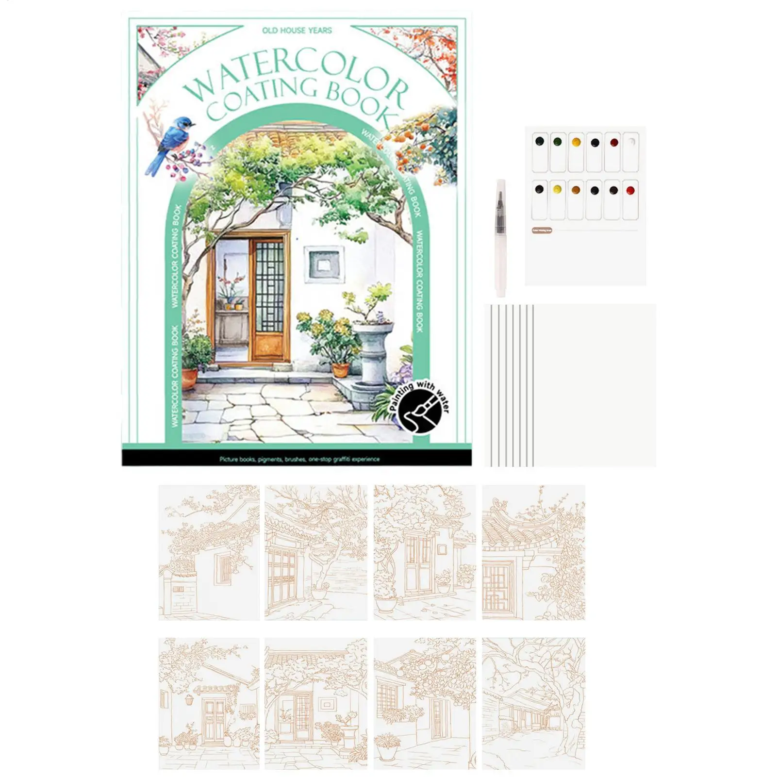 مصنف الألوان المائية المحمولة الاسترخاء 3 أضعاف الرسم بالألوان المائية كتاب لوازم الفن للمبتدئين الفنانين المنزل المدرسة السفر #2