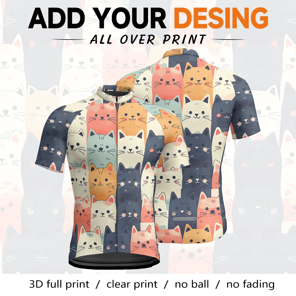 Cute Cat Design trend Cycling printed Apple mesh fabric Quick drying Extreme Sports Mountaineer short-sleeved cycling jersey men