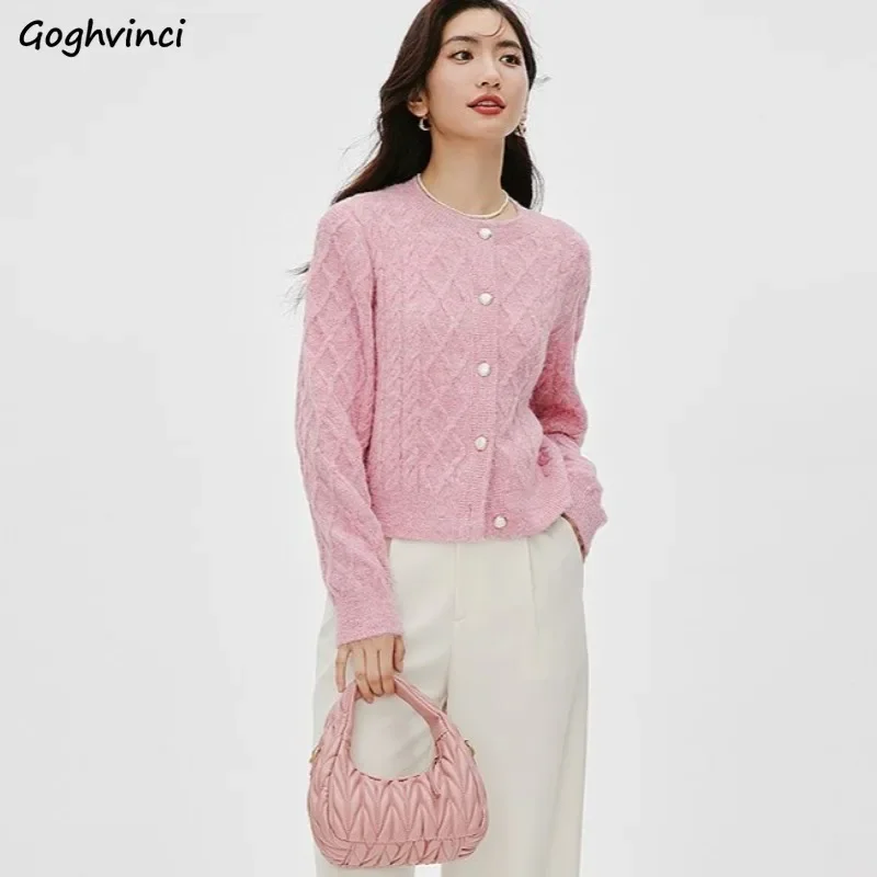 

Кардиган женский вязаный шикарный однотонный элегантный нежный милый однобортный с круглым вырезом универсальная корейская модная осенняя верхняя одежда Harajuku