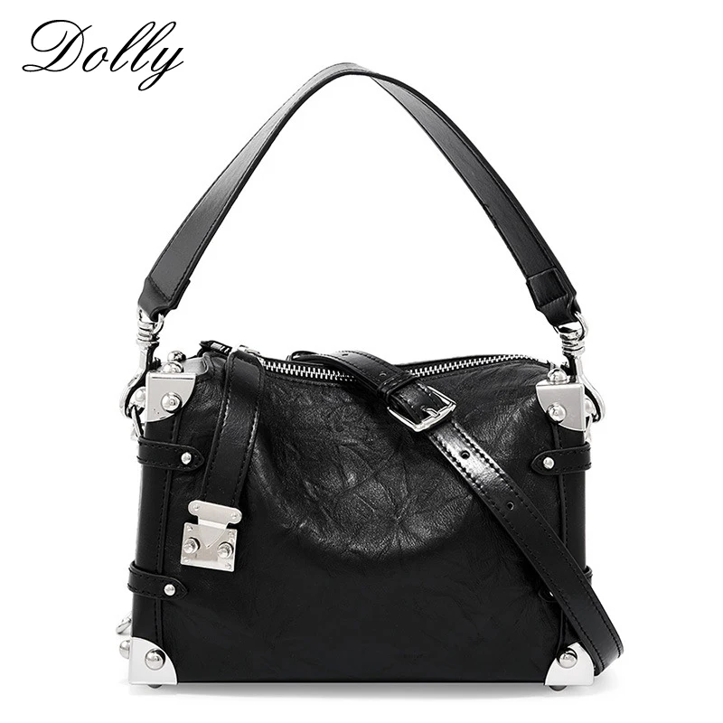 Y2k Genuine Leather Single High-end Shoulder Bag for Women Retro Cowhide Ladies Luxury Designer Crossbody Box Small Black Bag