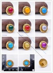 Brass screwback Turquoise conchos rivets flower carved decorative buttons for leather craft wallet bag saddle belt decor