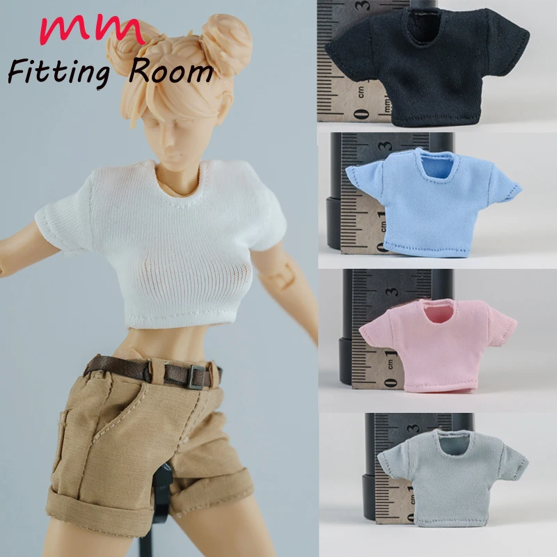 1/12 scale female dolls clothes Tight round neck short T for 6'' TBLeague JIAOU DOLL action figure