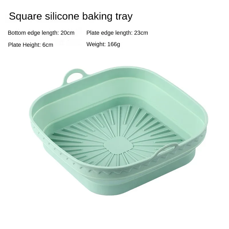 1PC Square Silicone Baking Tray High Temperature Resistance Food Grade Silicone Mold Thickened Type Cake Pan Air Fryer Tray 23cm